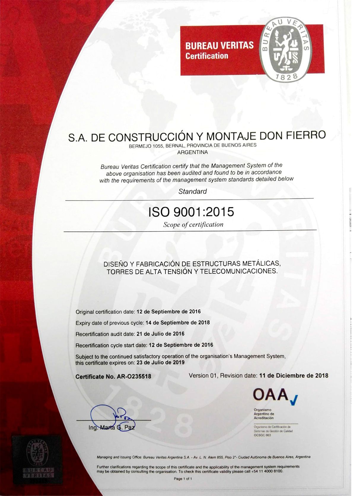 Certificado Iso 9001